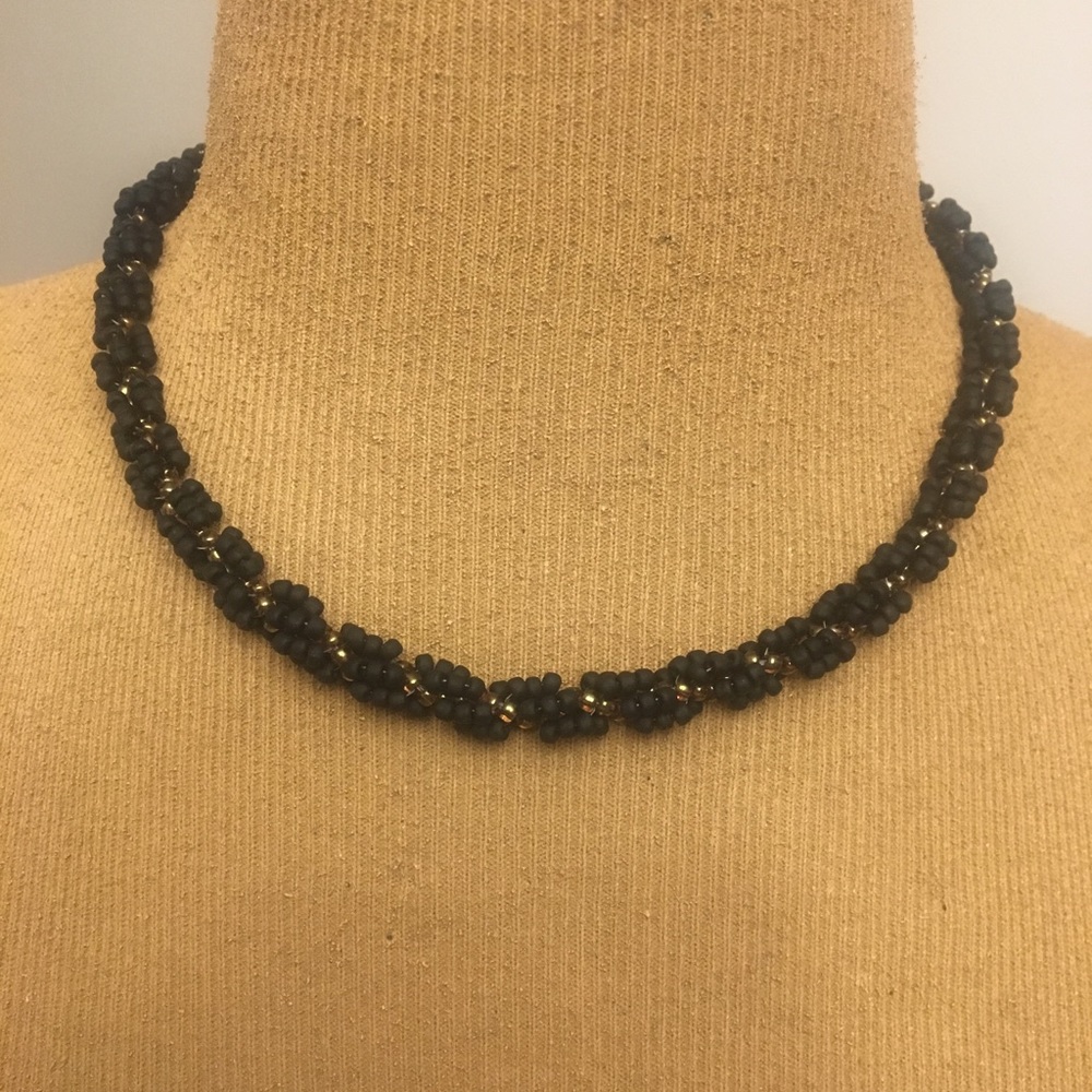 Black and Gold Beaded Necklace